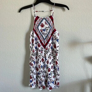 Sequin Hearts Floral Red, White & Blue Strappy Dress